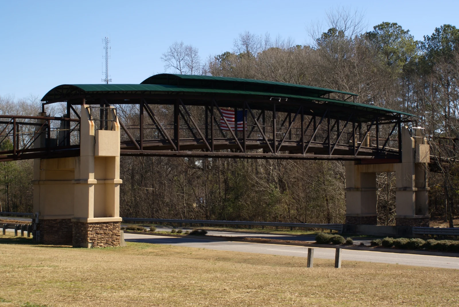 Archive photograph of a Peachtree City cart bridge over Georgia State Route 54